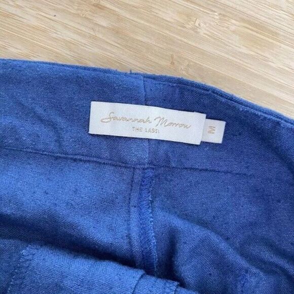 Savannah Morrow Pants Medium 100% Peace Silk Jada Flared Trouser Blue High Waist - Picture 4 of 16